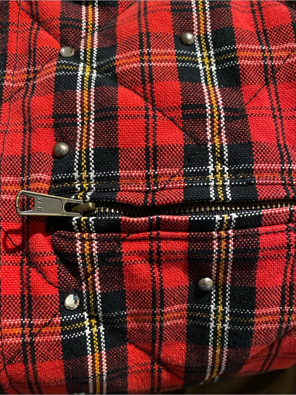 Supreme b. b. Simon Red Black Plaid Studded Quilted Jacket - Picture 14 of 15